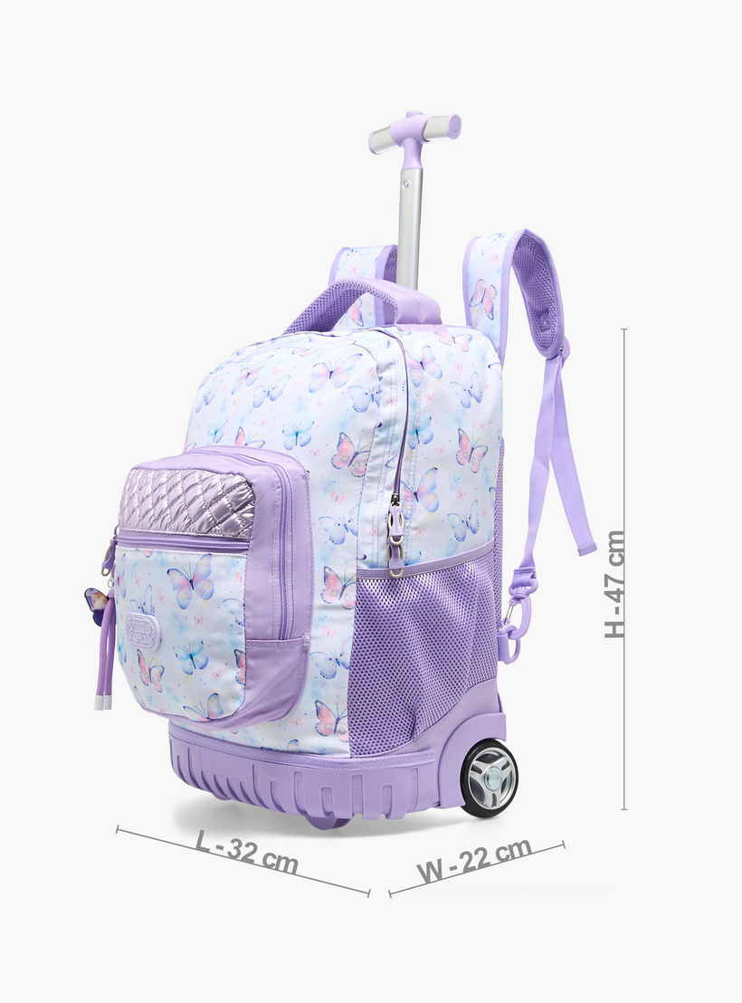 Sensazioni Butterfly Print Trolley Bag for Girls 8-13 Years with Adjustable Straps - 19 inches-school-bagsandbackpacks-trolleybags-image-7