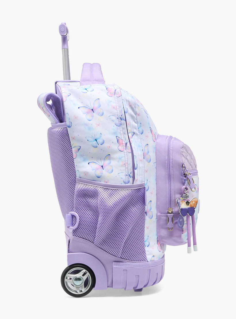 Sensazioni Butterfly Print Trolley Bag for Girls 8-13 Years with Adjustable Straps - 19 inches-school-bagsandbackpacks-trolleybags-image-8