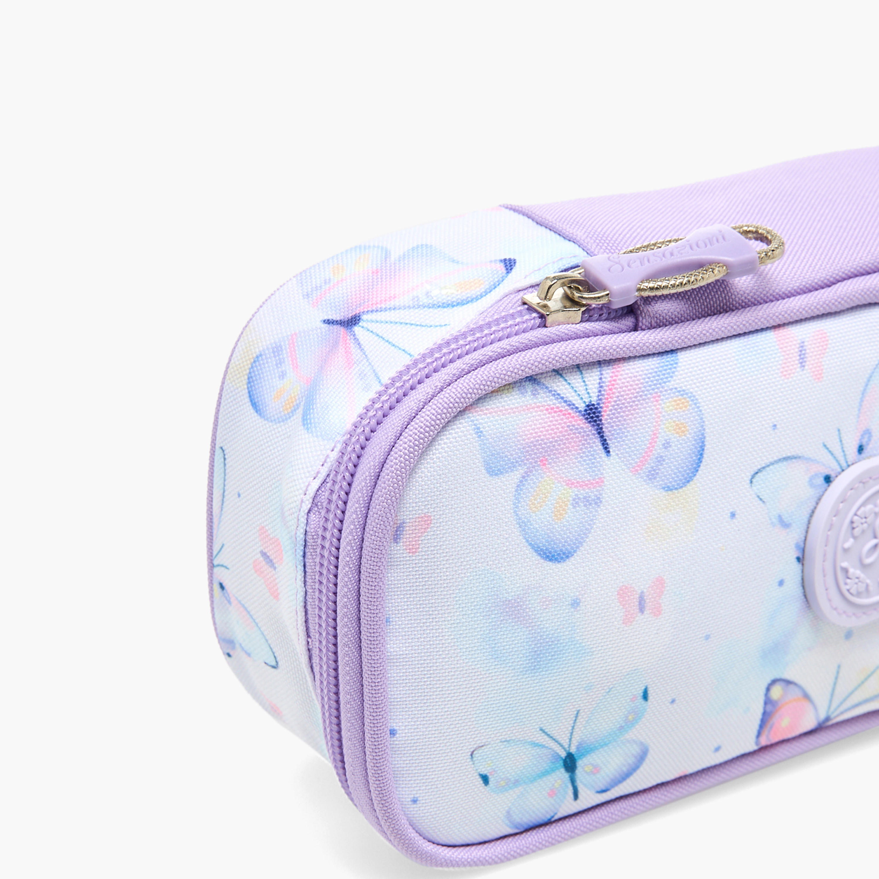 Sensazioni Butterfly Print Pencil Pouch with Zip Closure-school-stationery-pencilcases-image-3
