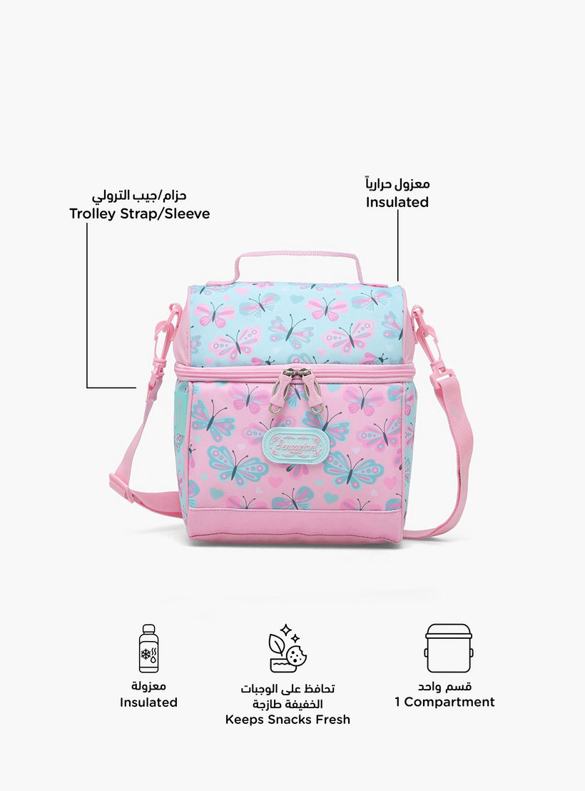 Sensazioni Butterfly Print Lunch Bag for Girls 8-13 Years with Insulation-school-lunchessentials-lunchbags-image-2
