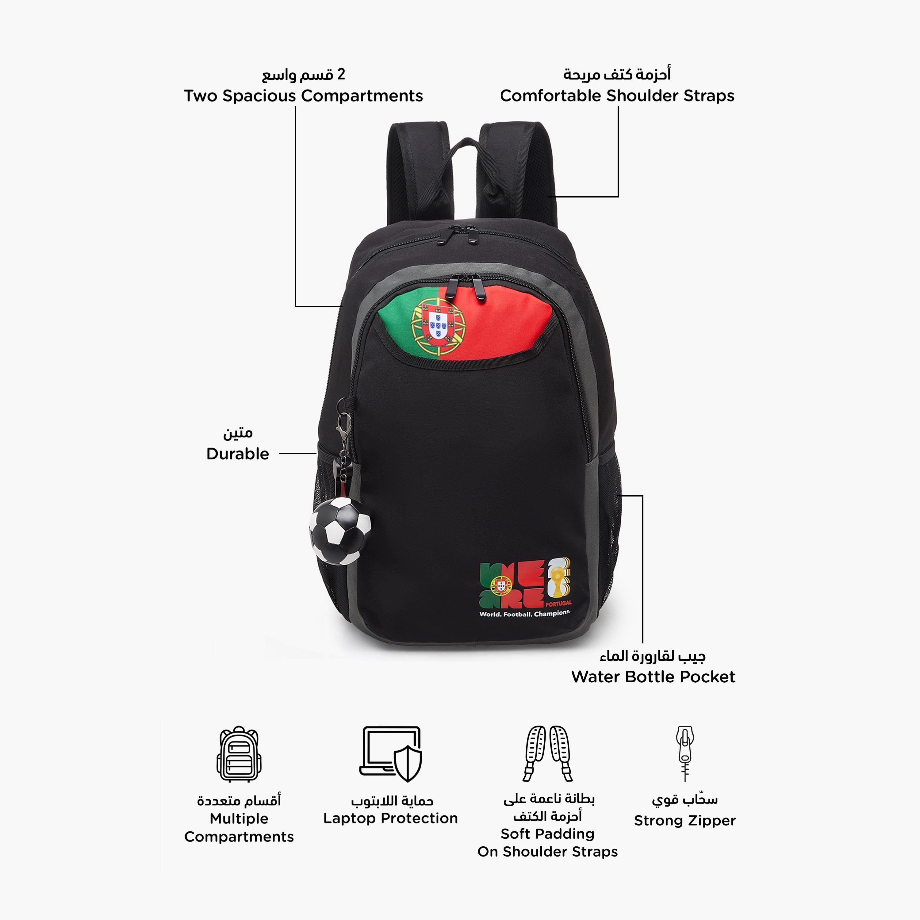 Unique-O Football Print Backpack for Boys 8-13 Years with Adjustable Shoulder Straps - 18 inches-school-bagsandbackpacks-backpacks-image-2
