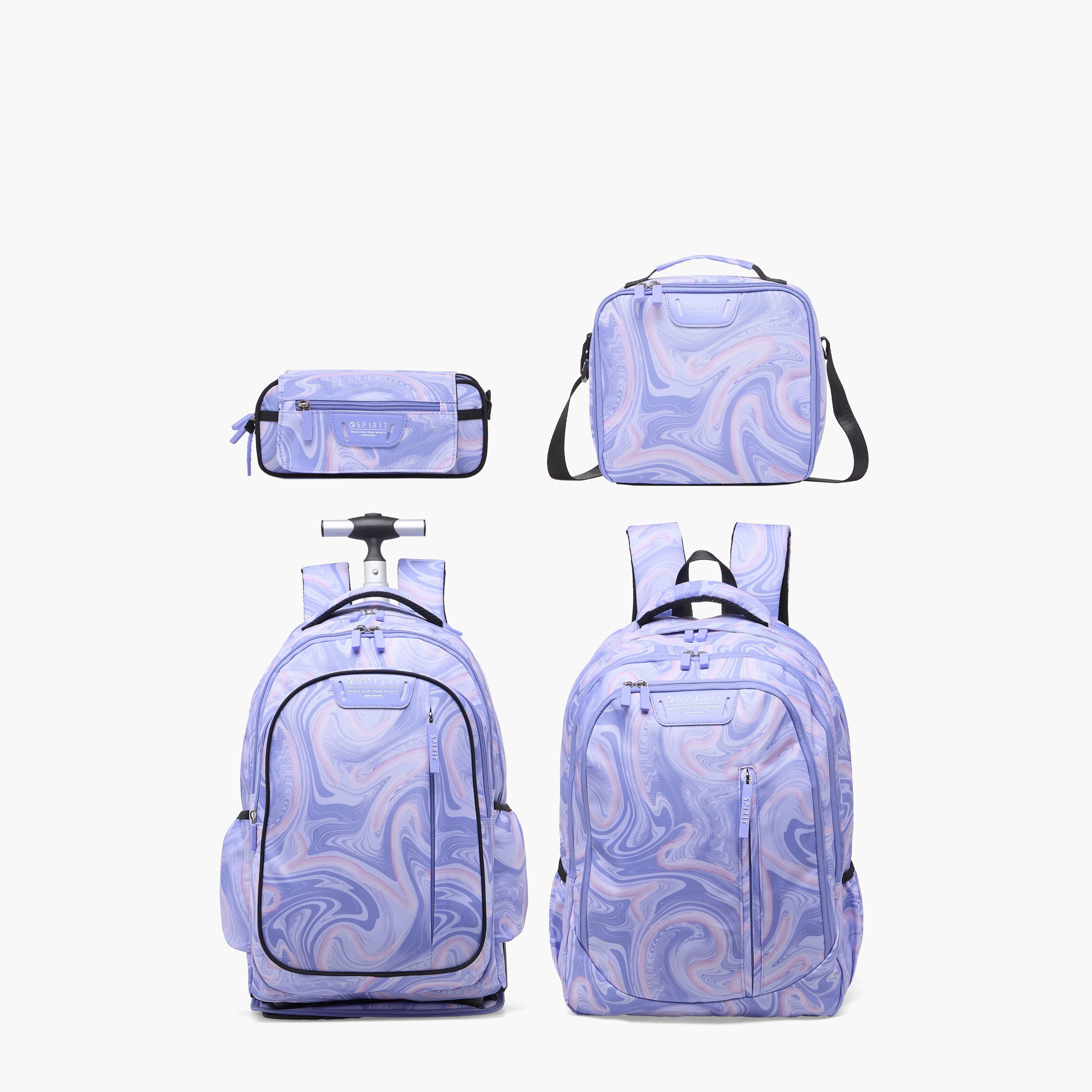 Spirit Marble Print Trolley Bag for Girls 8-13 Years with Shoulder Straps - 20 inches-school-bagsandbackpacks-trolleybags-image-13