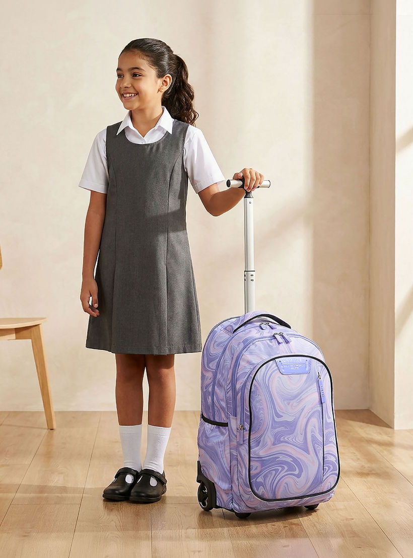 Spirit Marble Print Trolley Bag for Girls 8-13 Years with Shoulder Straps - 20 inches-school-bagsandbackpacks-trolleybags-image-3