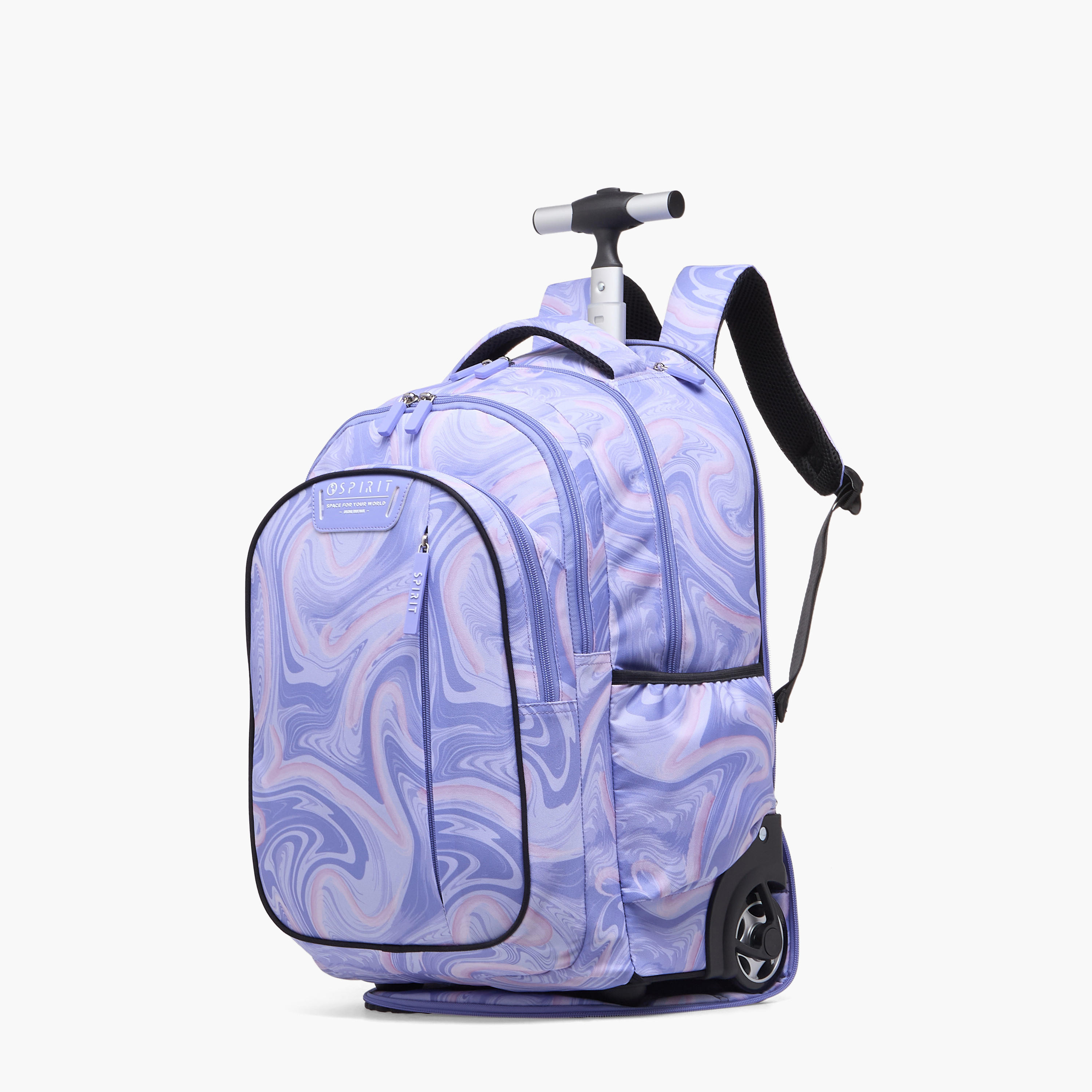 Spirit Marble Print Trolley Bag for Girls 8-13 Years with Shoulder Straps - 20 inches-school-bagsandbackpacks-trolleybags-image-4