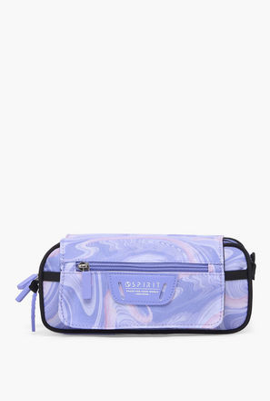 Spirit Marble Print Pencil Pouch with 3 Compartments-school-stationery-image-1