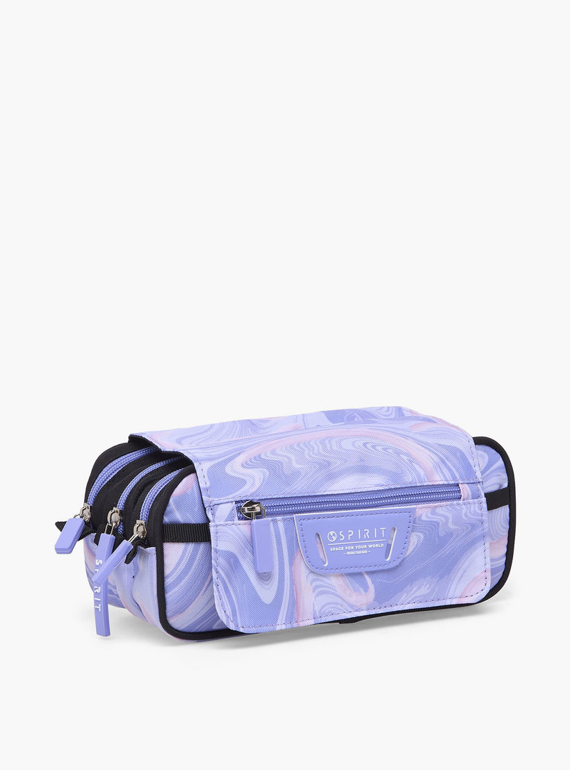 Spirit Marble Print Pencil Pouch with 3 Compartments-school-stationery-pencilcases-image-2
