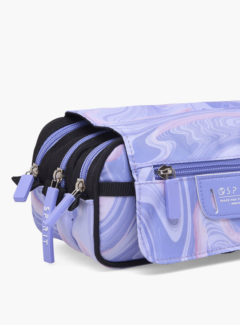 Spirit Marble Print Pencil Pouch with 3 Compartments-school-stationery-pencilcases-image-3