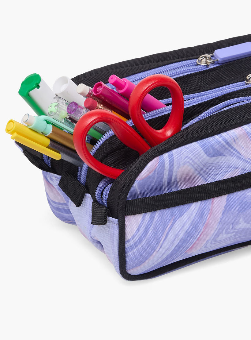Spirit Marble Print Pencil Pouch with 3 Compartments-school-stationery-pencilcases-image-5
