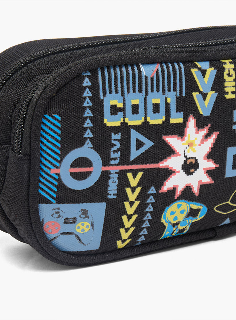 Skylar Gaming Print Pencil Pouch with 2 Compartment-school-stationery-pencilcases-image-5