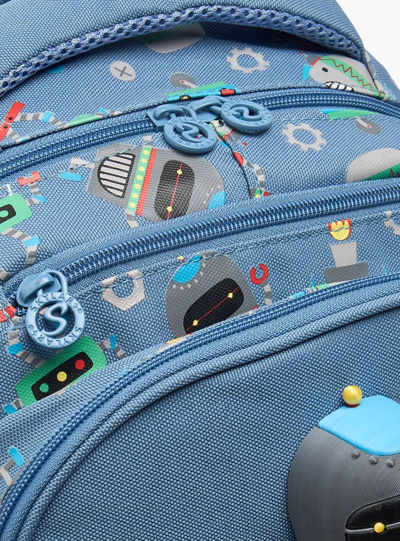 Skylar Robot Print Backpack for Boys 5-8 Years with Laptop Compartment - 16 inches-school-bagsandbackpacks-backpacks-image-2