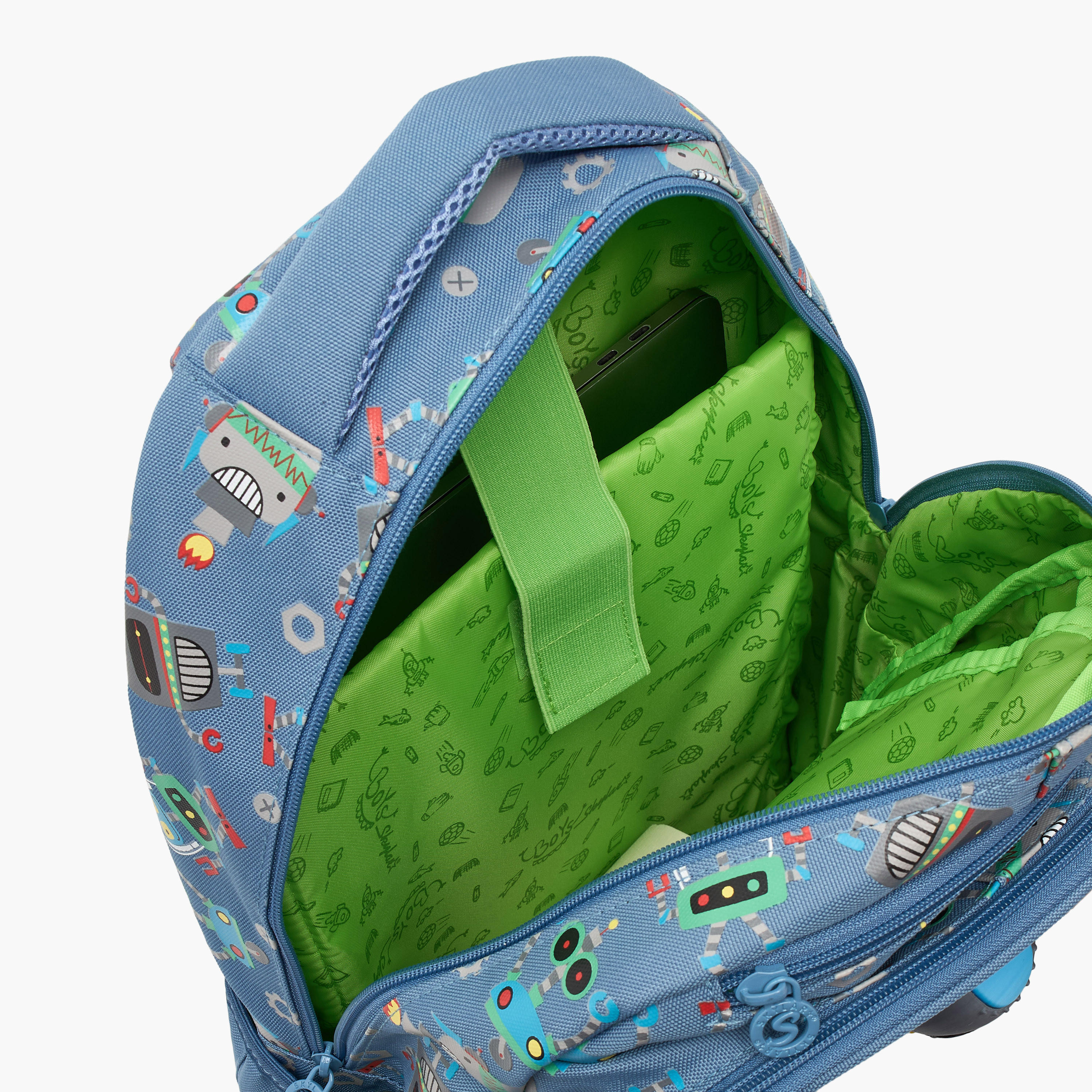 Skylar Robot Print Backpack for Boys 5-8 Years with Laptop Compartment - 16 inches-school-bagsandbackpacks-backpacks-image-4
