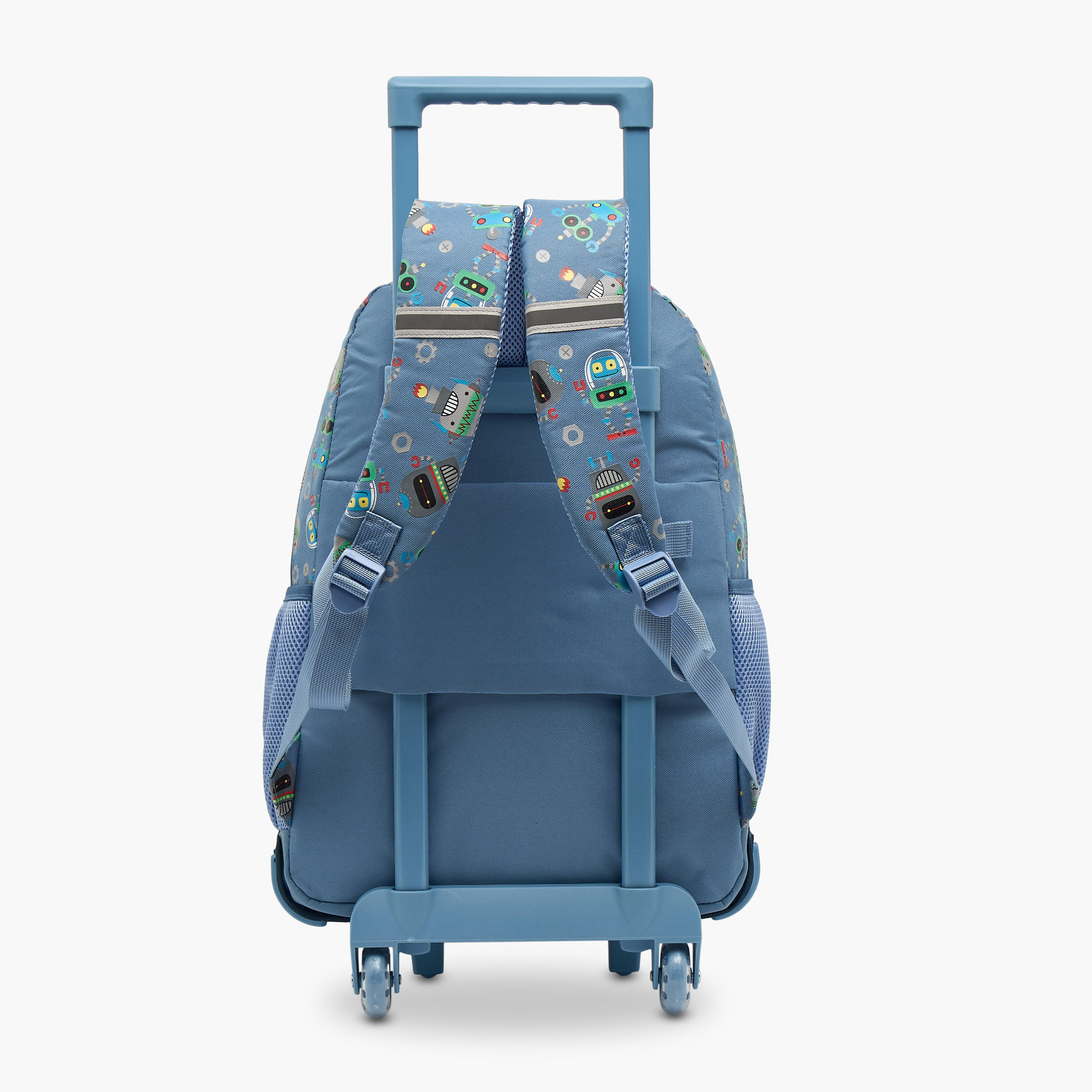 Skylar Robot Print Trolley Bag for Boys 8-13 Years Retractable Handle - 17 inches-school-bagsandbackpacks-trolleybags-image-11