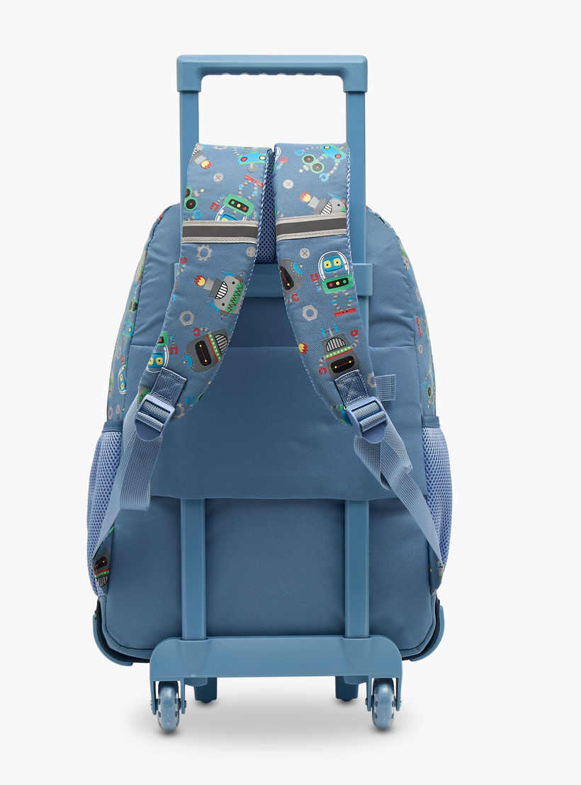 Skylar Robot Print Trolley Bag for Boys 8-13 Years Retractable Handle - 17 inches-school-bagsandbackpacks-trolleybags-image-11