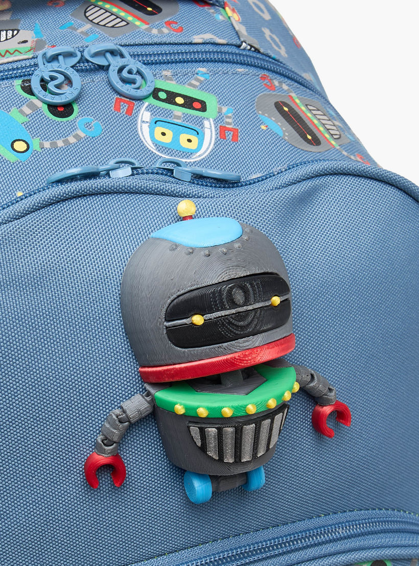 Skylar Robot Print Trolley Bag for Boys 8-13 Years Retractable Handle - 17 inches-school-bagsandbackpacks-trolleybags-image-4