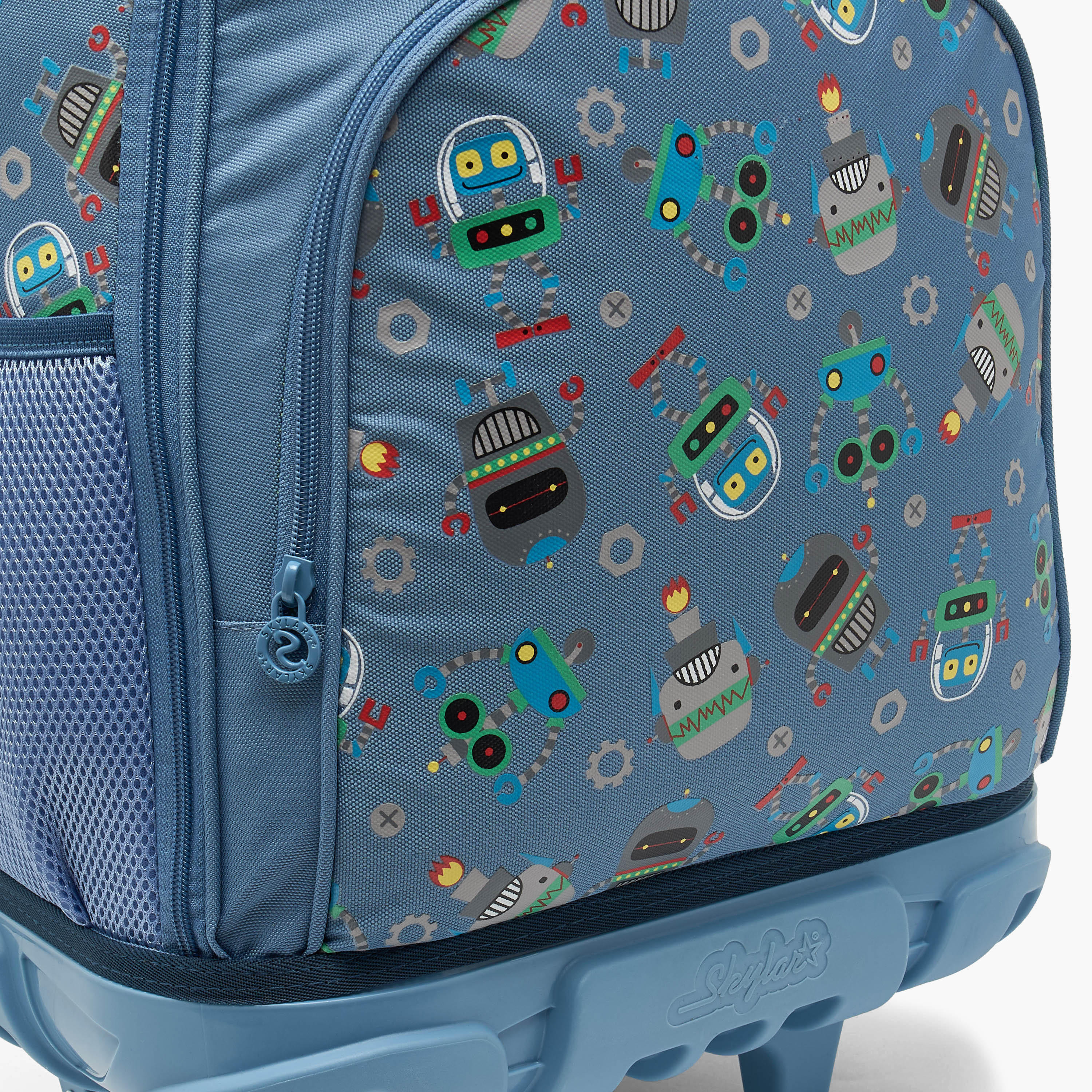 Skylar Robot Print Trolley Bag for Boys 8-13 Years Retractable Handle - 17 inches-school-bagsandbackpacks-trolleybags-image-5