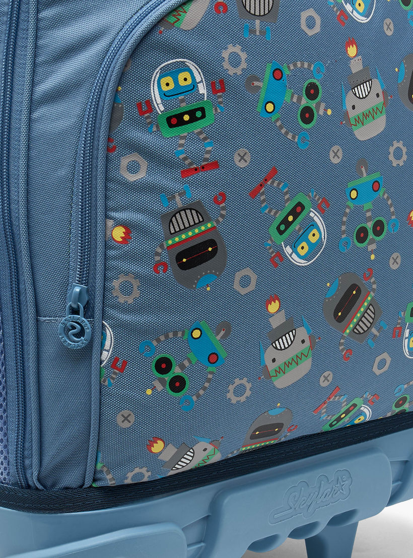 Skylar Robot Print Trolley Bag for Boys 8-13 Years Retractable Handle - 17 inches-school-bagsandbackpacks-trolleybags-image-5