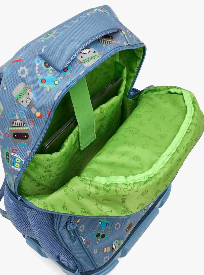 Skylar Robot Print Trolley Bag for Boys 8-13 Years Retractable Handle - 17 inches-school-bagsandbackpacks-trolleybags-image-8