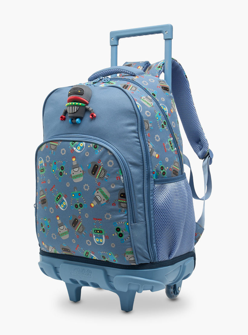 Skylar Robot Print Trolley Bag for Boys 8-13 Years Retractable Handle - 17 inches-school-bagsandbackpacks-trolleybags-image-9