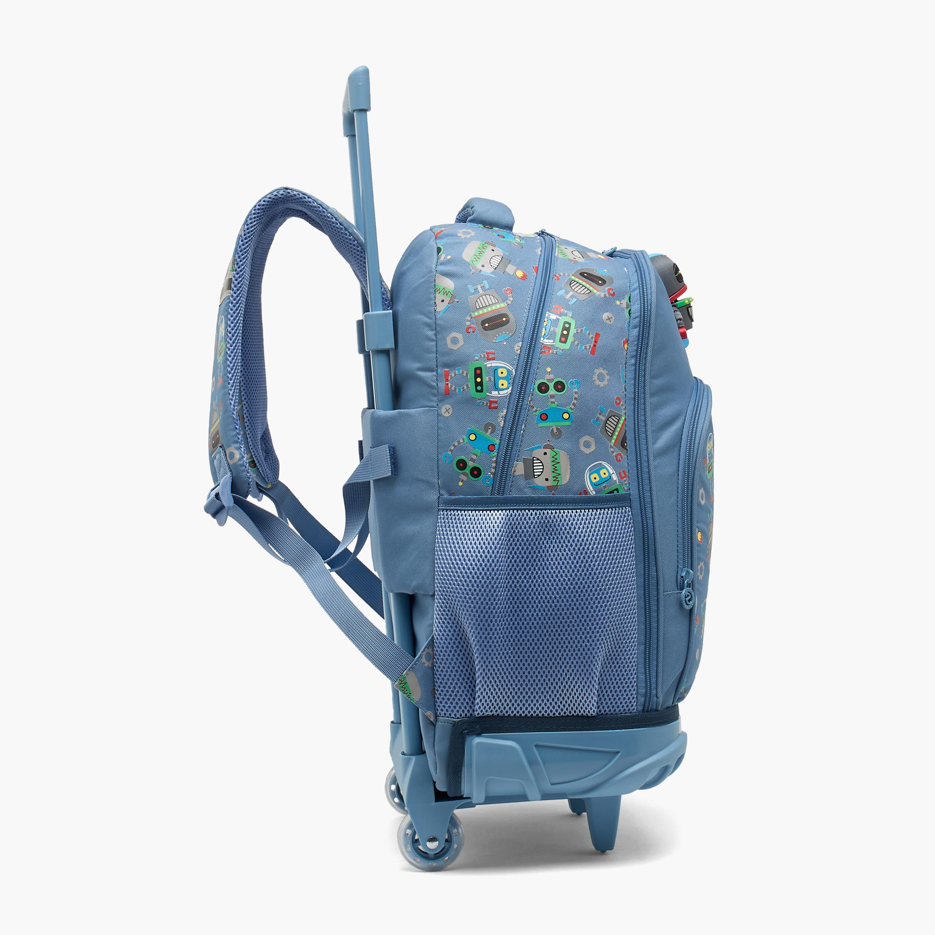 Skylar Robot Print Trolley Bag for Boys 8-13 Years Retractable Handle - 17 inches-school-bagsandbackpacks-trolleybags-image-10