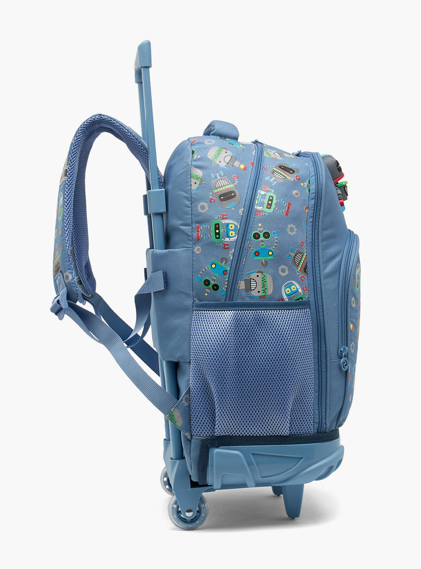 Skylar Robot Print Trolley Bag for Boys 8-13 Years Retractable Handle - 17 inches-school-bagsandbackpacks-trolleybags-image-10