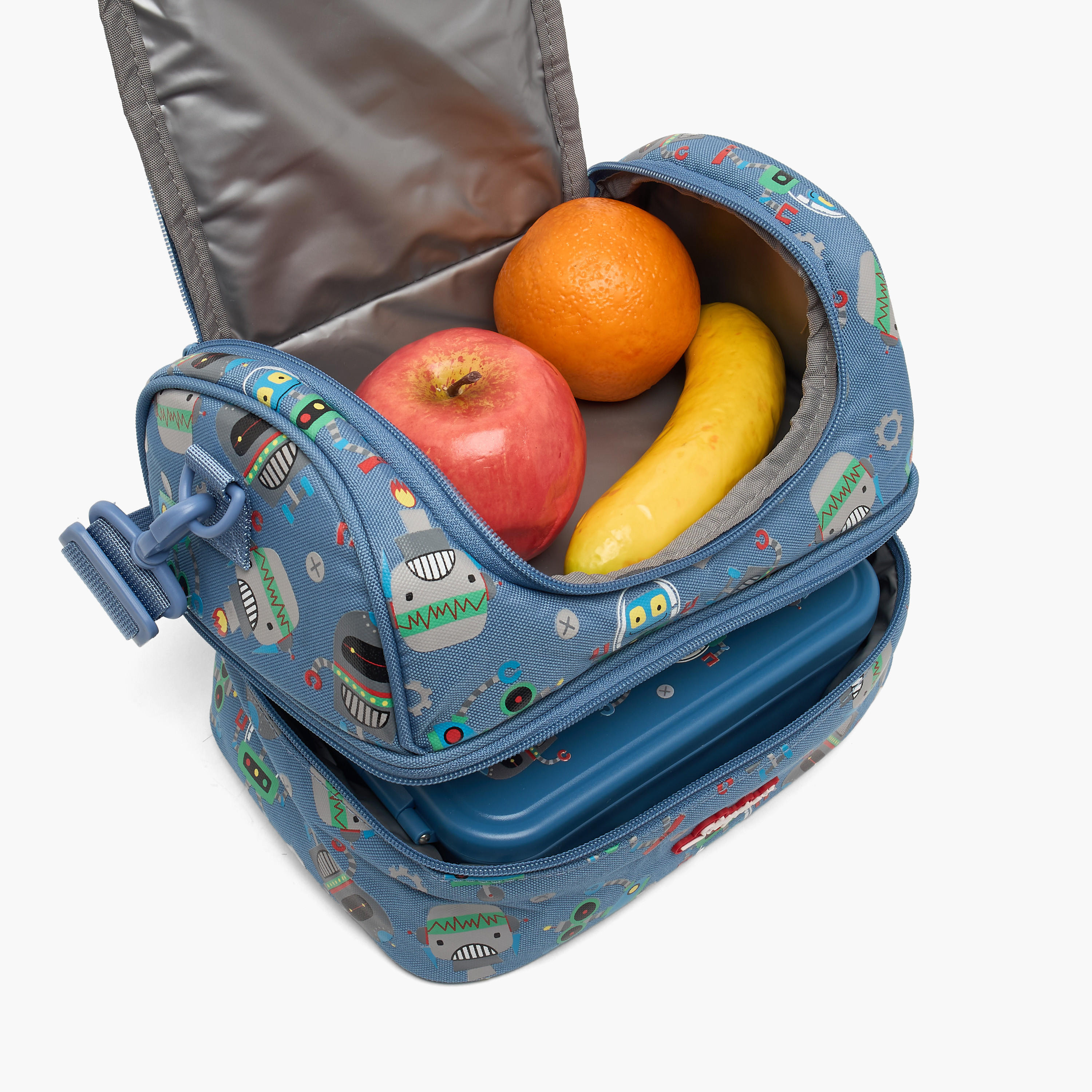 Skylar Robot Print Lunch Bag for Boys 5-8 Years with Insulation Design-school-lunchessentials-lunchbags-image-4