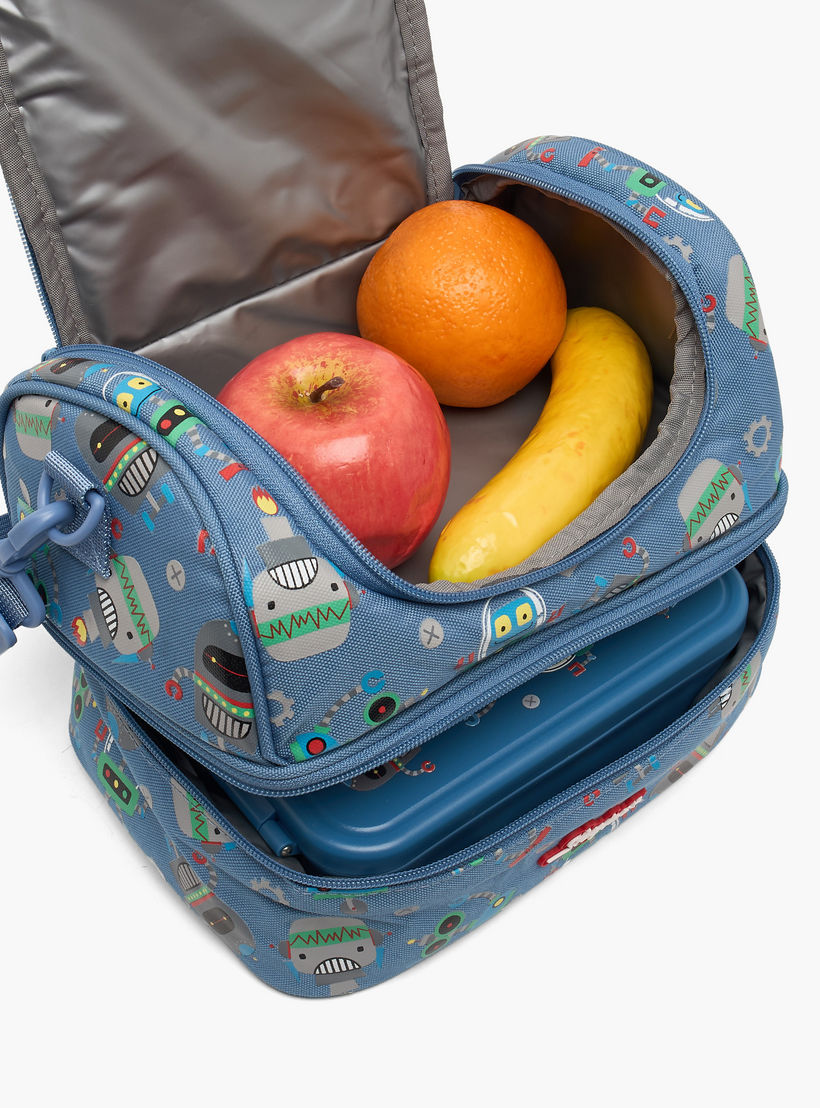 Skylar Robot Print Lunch Bag for Boys 5-8 Years with Insulation Design-school-lunchessentials-lunchbags-image-4