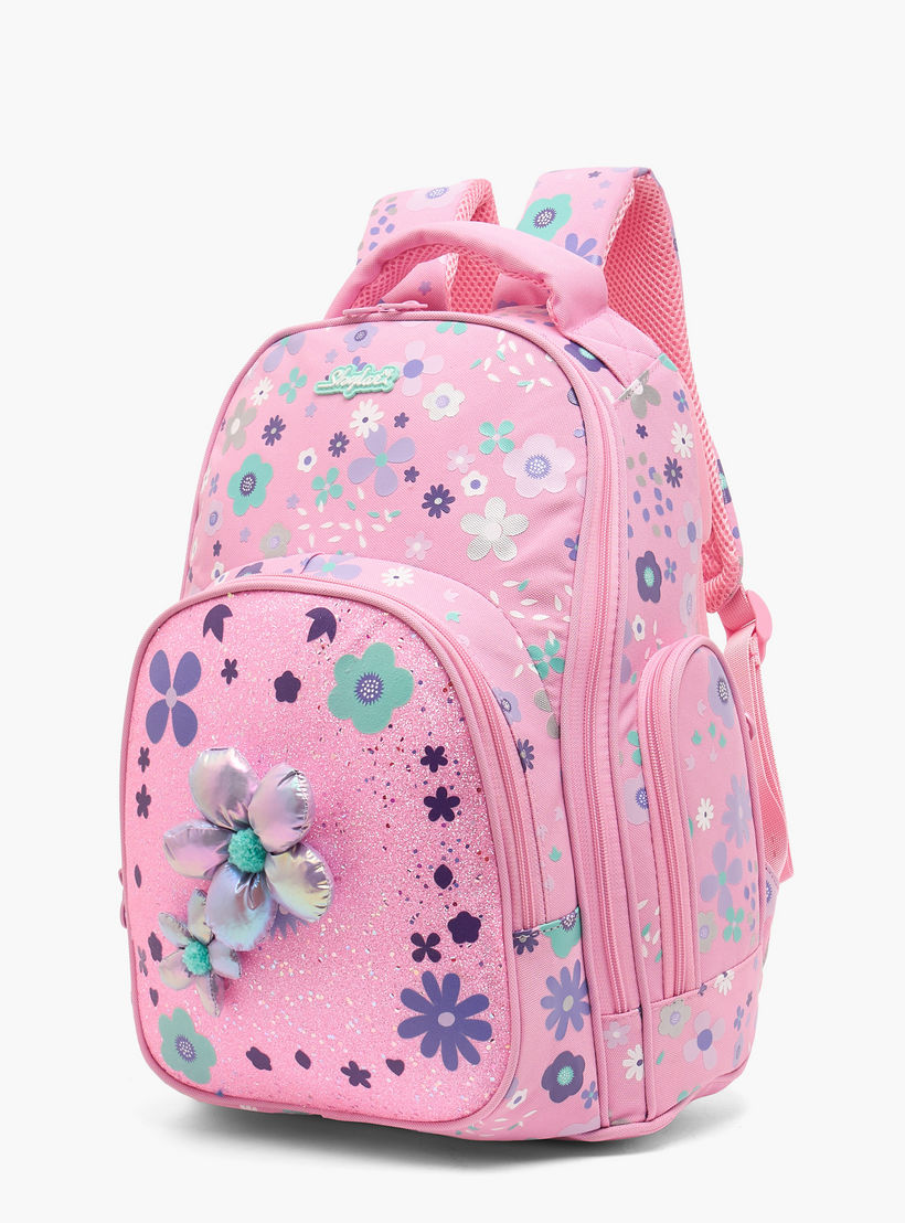 Skylar Floral Print Backpack for Girls 5-8 Years with Laptop Compartment - 16 inches-school-bagsandbackpacks-backpacks-image-7
