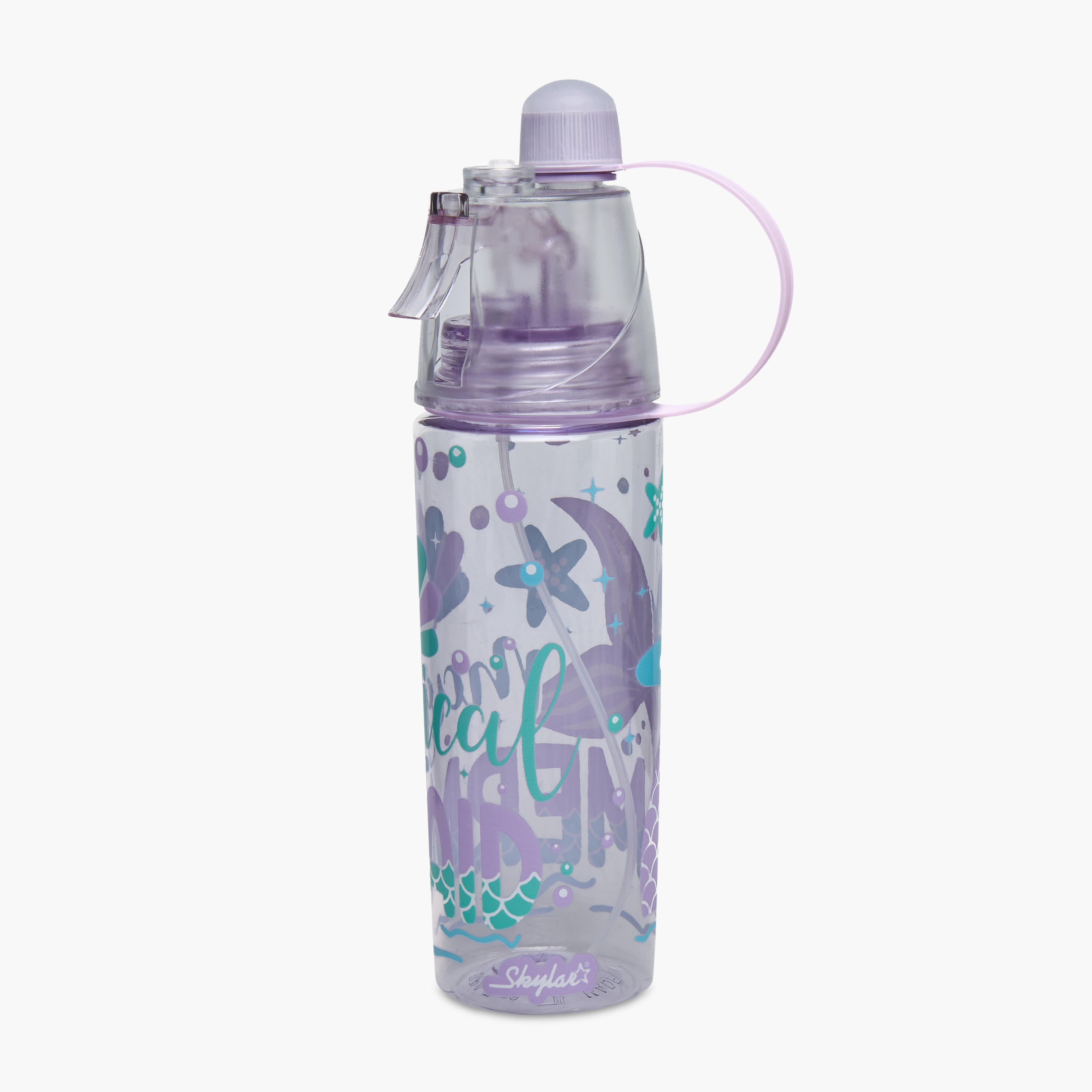 Skylar Mermaid Print Tritan Water Bottle with Spout and Spray Nozzle-school-waterbottles-image-1
