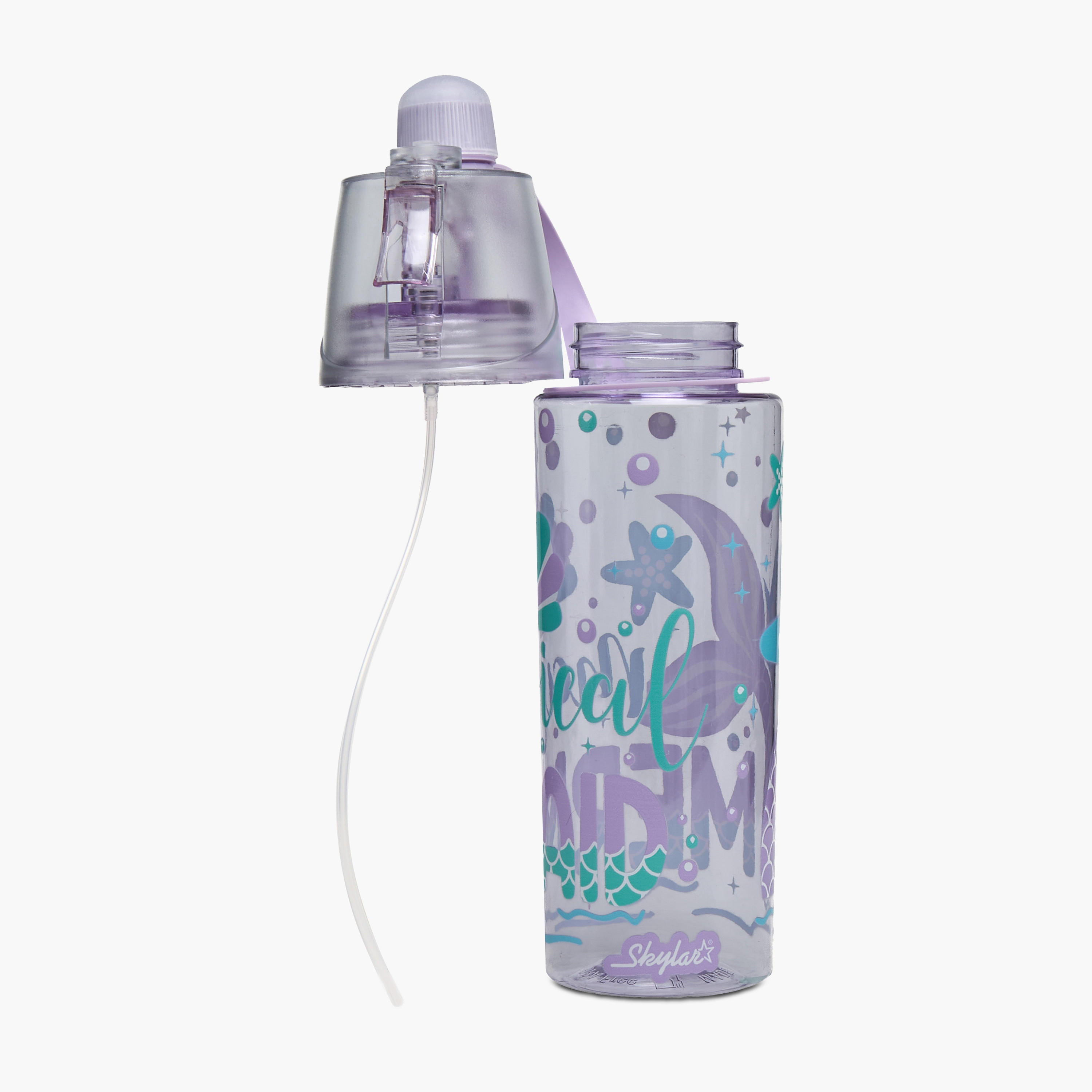 Skylar Mermaid Print Tritan Water Bottle with Spout and Spray Nozzle-school-waterbottles-image-2