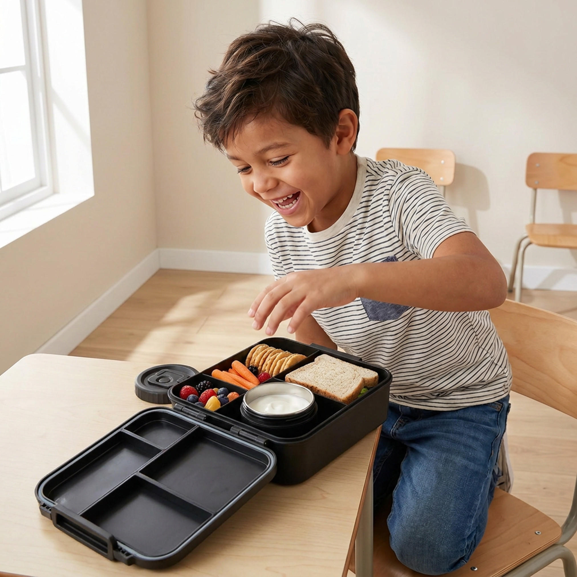 صندوق غداء سادة مع جرة للأولاد - 1.7 لتر-school-lunchessentials-lunchboxes-image-3