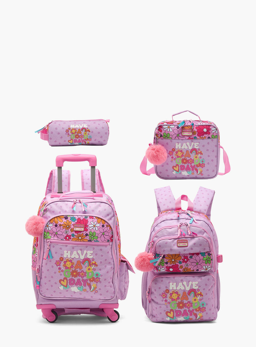 Roll Road Floral Print Trolley Bag for Girls 8-12 Years with Retractable Handle - 17 inches-school-bagsandbackpacks-trolleybags-image-15
