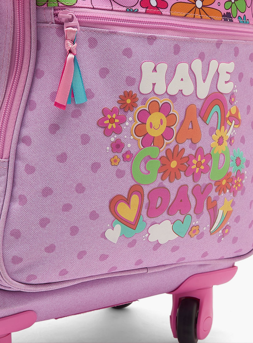 Roll Road Floral Print Trolley Bag for Girls 8-12 Years with Retractable Handle - 17 inches-school-bagsandbackpacks-trolleybags-image-4