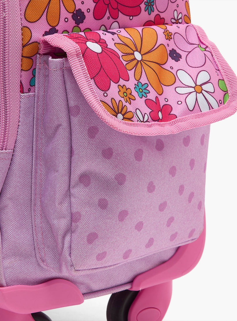 Roll Road Floral Print Trolley Bag for Girls 8-12 Years with Retractable Handle - 17 inches-school-bagsandbackpacks-trolleybags-image-5
