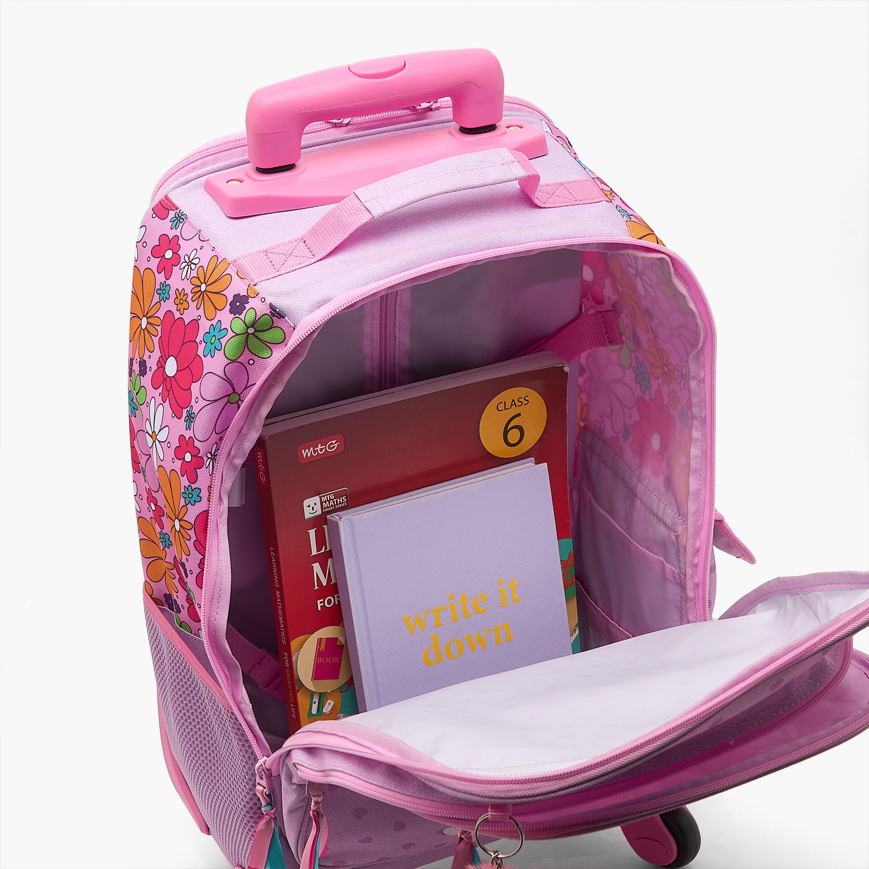 Roll Road Floral Print Trolley Bag for Girls 8-12 Years with Retractable Handle - 17 inches-school-bagsandbackpacks-trolleybags-image-6
