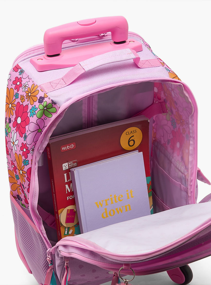 Roll Road Floral Print Trolley Bag for Girls 8-12 Years with Retractable Handle - 17 inches-school-bagsandbackpacks-trolleybags-image-6