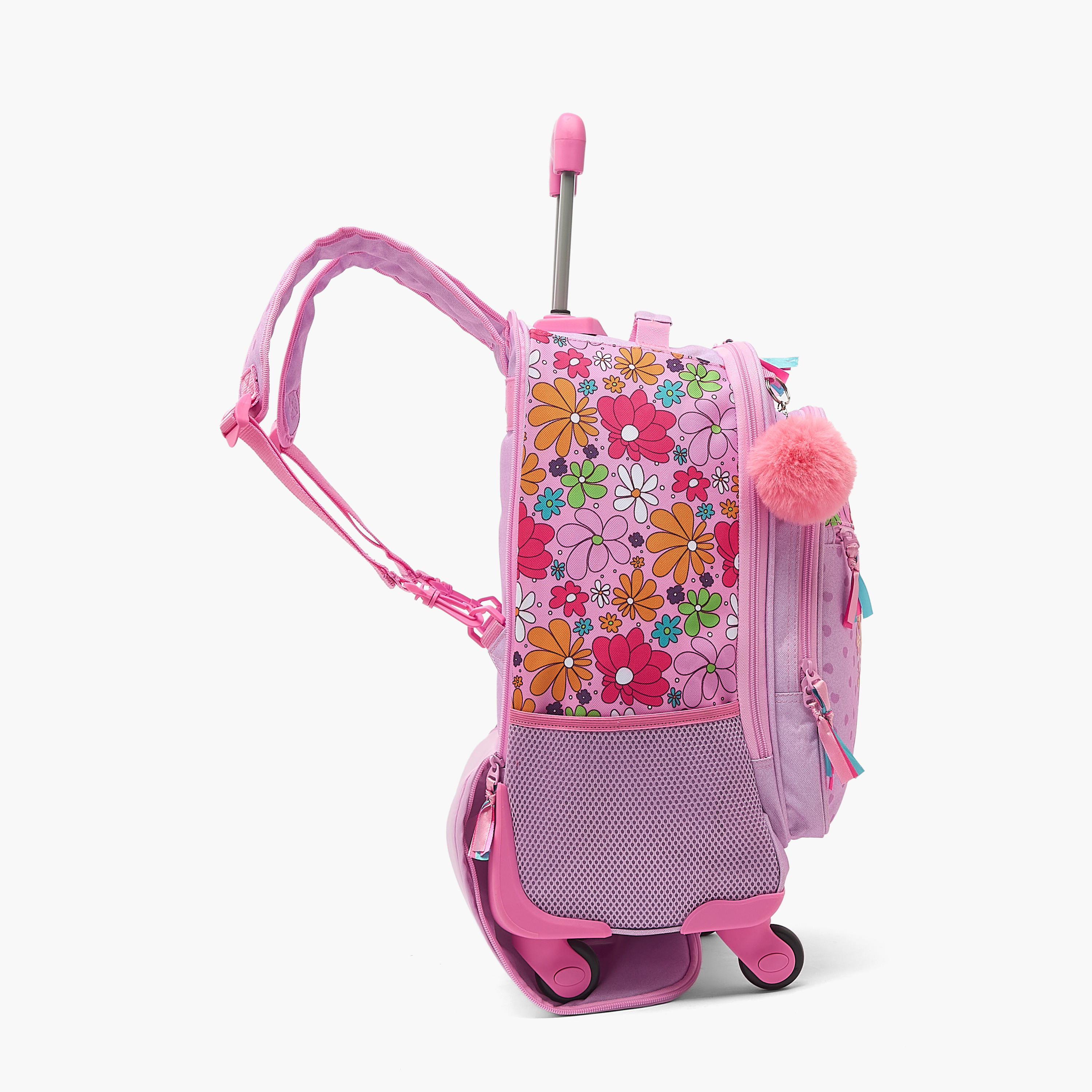 Roll Road Floral Print Trolley Bag for Girls 8-12 Years with Retractable Handle - 17 inches-school-bagsandbackpacks-trolleybags-image-8