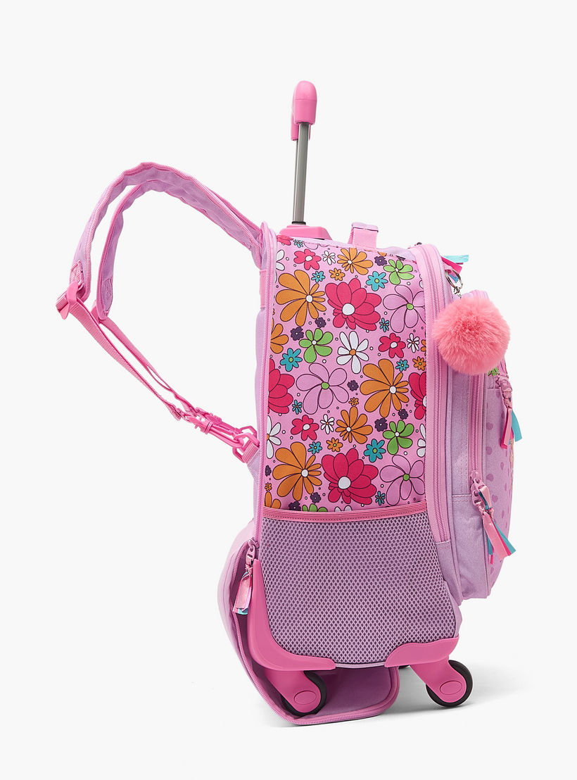 Roll Road Floral Print Trolley Bag for Girls 8-12 Years with Retractable Handle - 17 inches-school-bagsandbackpacks-trolleybags-image-8