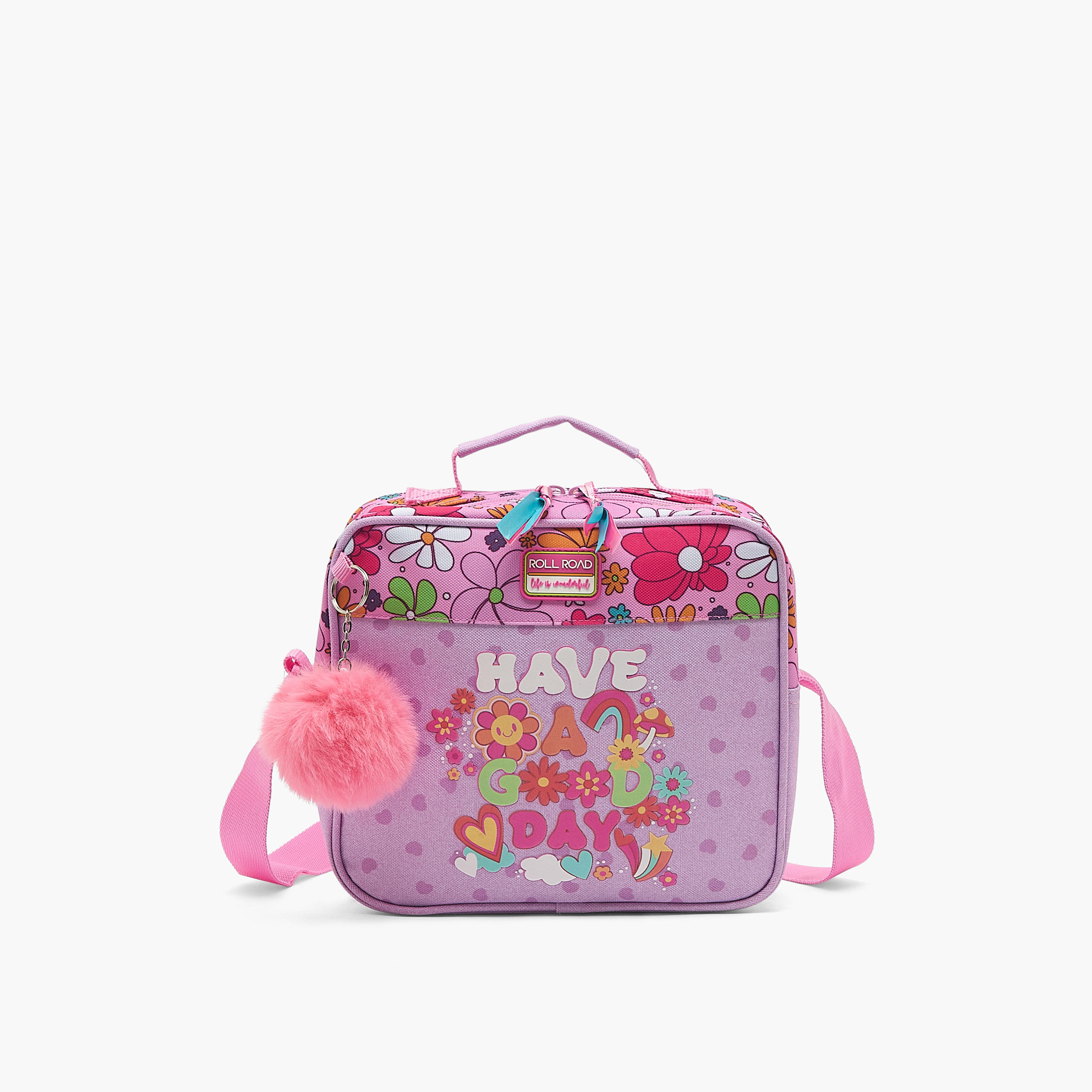 Roll Road Slogan Print Lunch Bag for Kids 8-13 Years with Zip Closure-school-lunchessentials-lunchbags-image-1