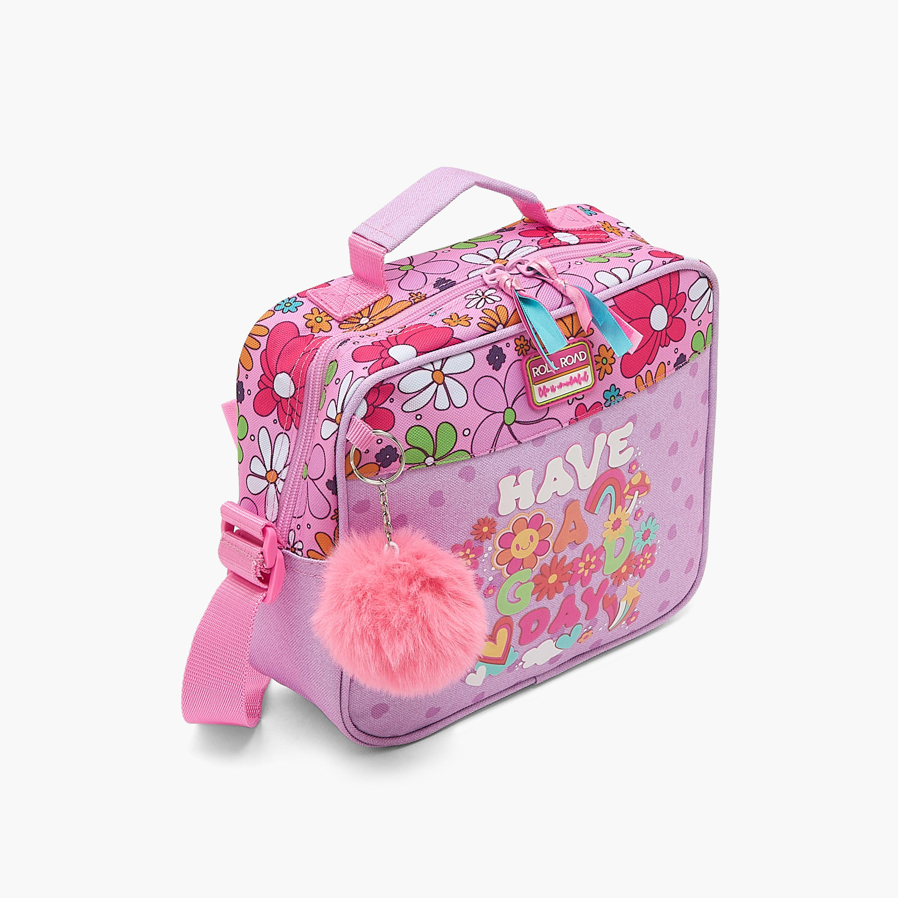 Roll Road Slogan Print Lunch Bag for Kids 8-13 Years with Zip Closure-school-lunchessentials-lunchbags-image-2
