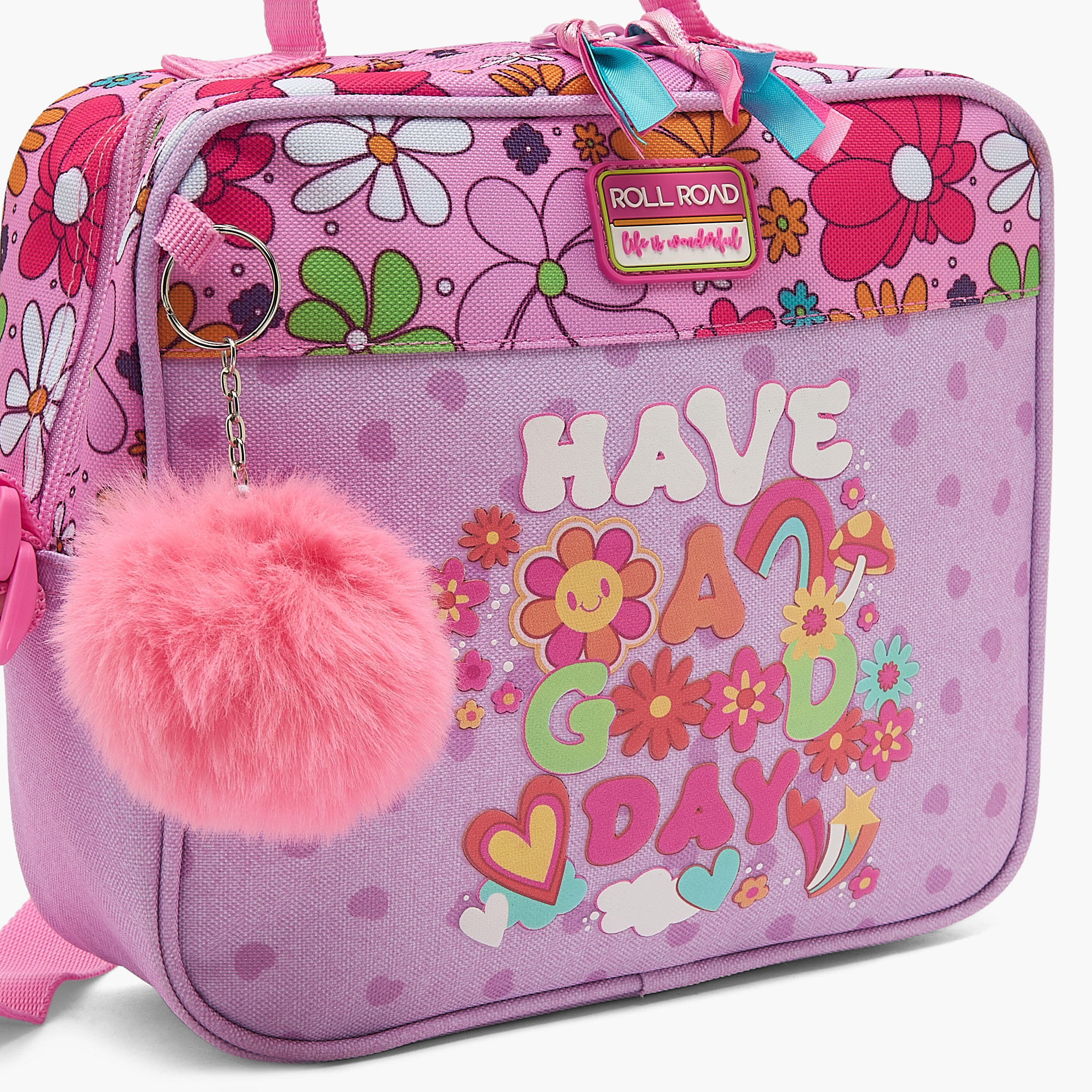 Roll Road Slogan Print Lunch Bag for Kids 8-13 Years with Zip Closure-school-lunchessentials-lunchbags-image-3