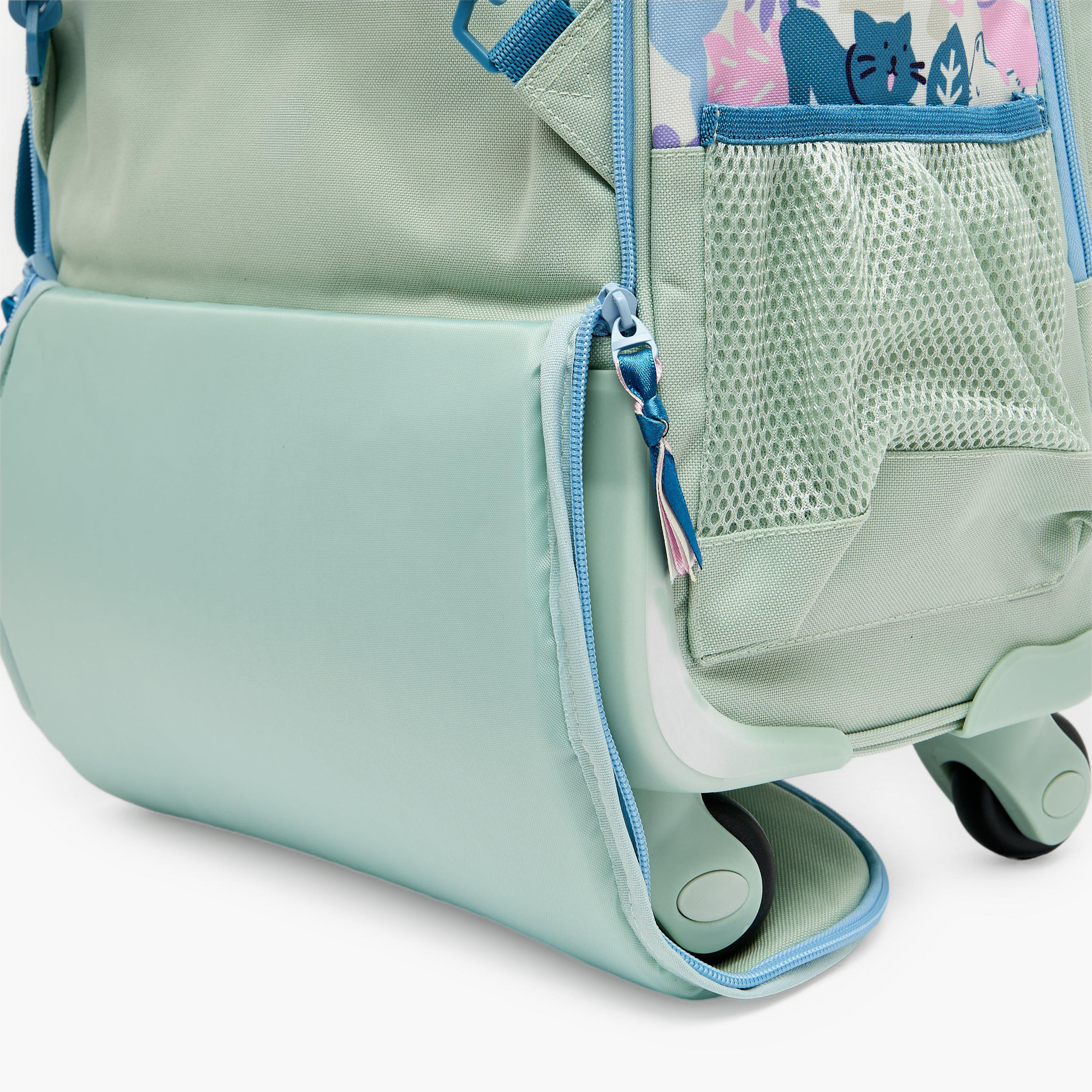 Roll Road Cat Print Trolley Backpack for Girls 8-13 Years with Retractable Handle - 17.3 inch-school-bagsandbackpacks-trolleybags-image-13