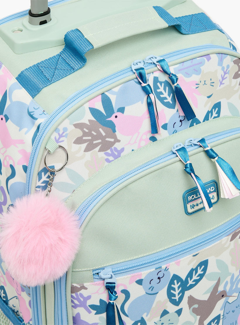 Roll Road Cat Print Trolley Backpack for Girls 8-13 Years with Retractable Handle - 17.3 inch-school-bagsandbackpacks-trolleybags-image-4