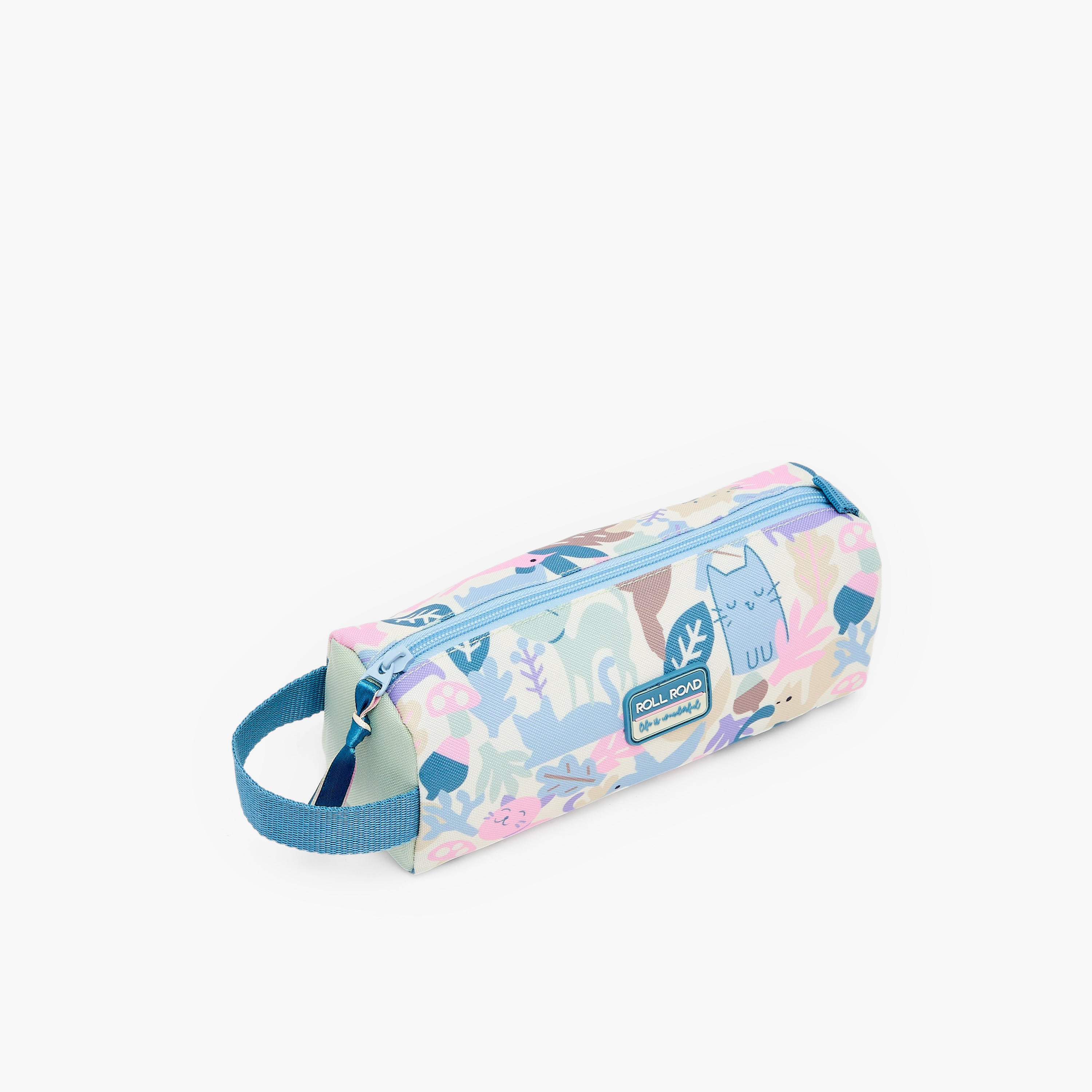 Roll Road Cat Print Pencil Pouch with Zip Closure-school-stationery-pencilcases-image-2