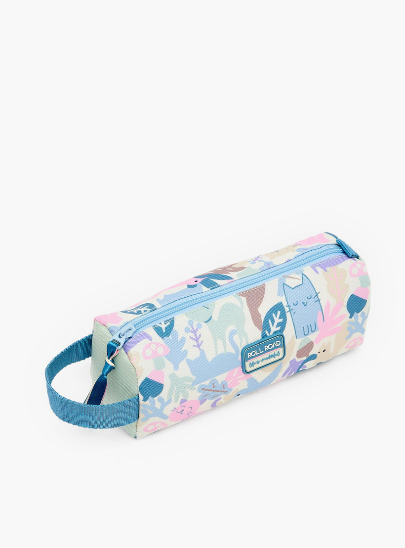 Roll Road Cat Print Pencil Pouch with Zip Closure-school-stationery-pencilcases-image-2