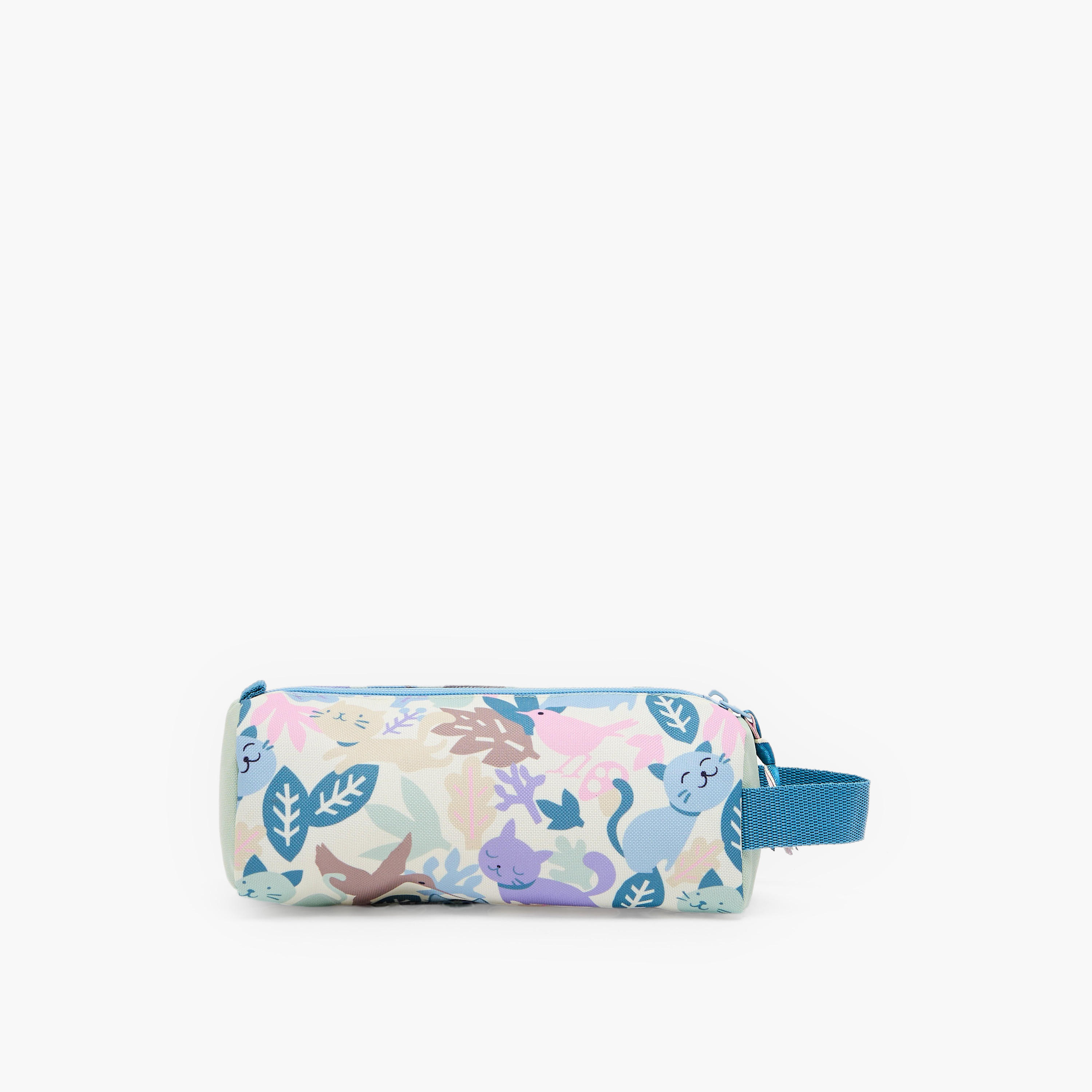 Roll Road Cat Print Pencil Pouch with Zip Closure-school-stationery-pencilcases-image-3