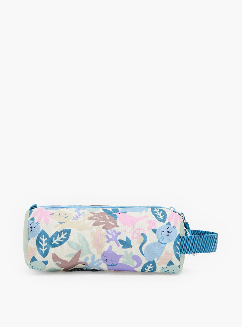 Roll Road Cat Print Pencil Pouch with Zip Closure-school-stationery-pencilcases-image-3