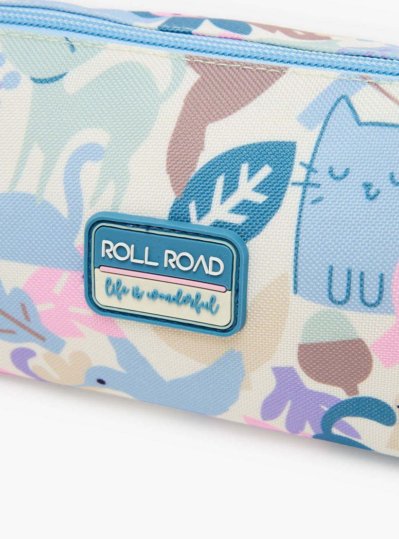 Roll Road Cat Print Pencil Pouch with Zip Closure-school-stationery-pencilcases-image-5
