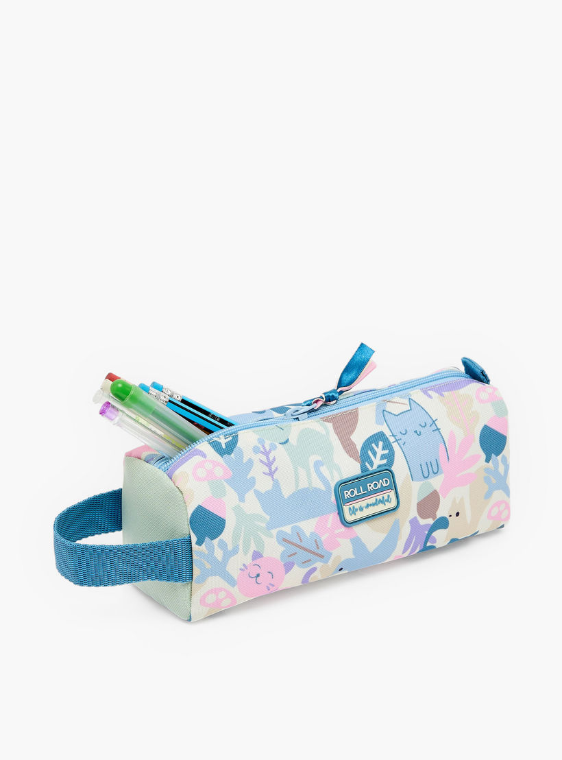 Roll Road Cat Print Pencil Pouch with Zip Closure-school-stationery-pencilcases-image-6