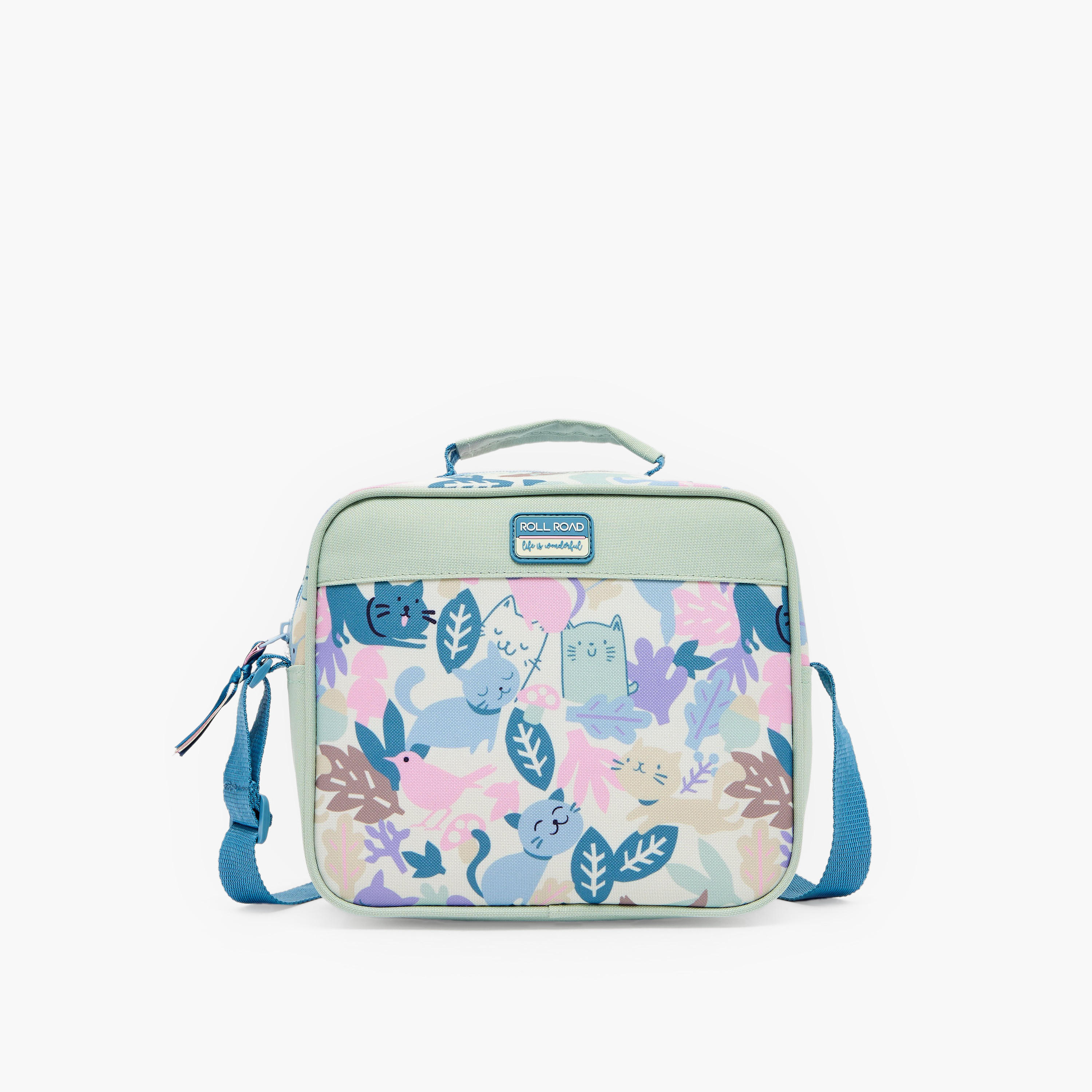 Roll Road Cat Print Lunch Bag for Girls 8-13 Years with Adjustable Strap-school-lunchessentials-lunchbags-image-1