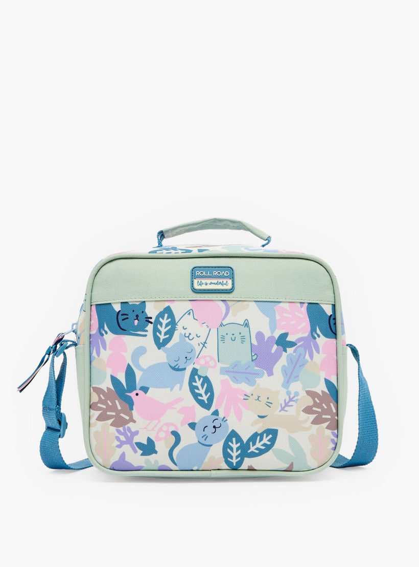 Roll Road Cat Print Lunch Bag for Girls 8-13 Years with Adjustable Strap-school-lunchessentials-lunchbags-image-1